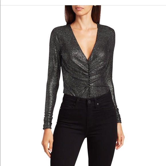Scripted Metallic Long- Sleeve Bodysuit NWT - Picture 2 of 15